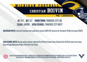 2023 Valiant Michigan Wolverines #NNO Christian Boivin Back