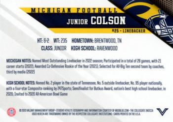 2023 Valiant Michigan Wolverines #NNO Junior Colson Back