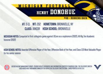 2023 Valiant Michigan Wolverines #NNO Henry Donohue Back