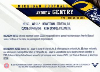 2023 Valiant Michigan Wolverines #NNO Andrew Gentry Back