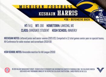 2023 Valiant Michigan Wolverines #NNO Keshaun Harris Back