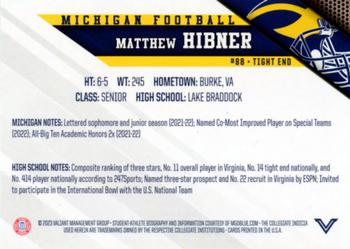 2023 Valiant Michigan Wolverines #NNO Matthew Hibner Back