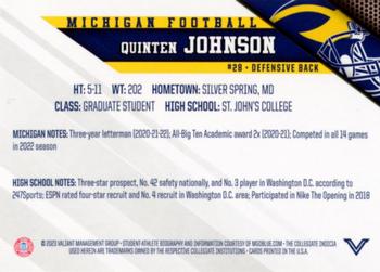 2023 Valiant Michigan Wolverines #NNO Quinten Johnson Back
