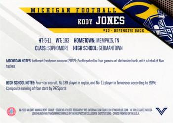 2023 Valiant Michigan Wolverines #NNO Kody Jones Back