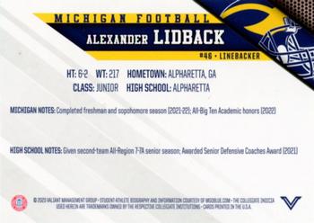 2023 Valiant Michigan Wolverines #NNO Alexander Lidback Back