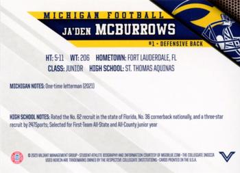 2023 Valiant Michigan Wolverines #NNO Ja'Den McBurrows Back