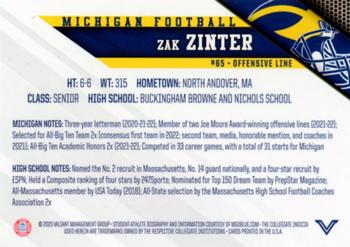 2023 Valiant Michigan Wolverines #NNO Zak Zinter Back