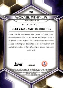 2023 Bowman Best University - Refractor #36 Michael Penix Jr. Back