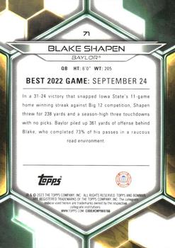 2023 Bowman Best University - Green Mini Diamond Refractor #71 Blake Shapen Back