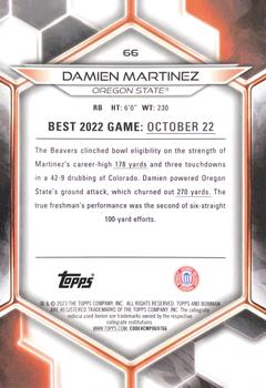2023 Bowman Best University - Yellow Refractor #66 Damien Martinez Back
