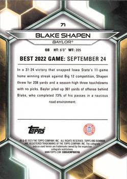 2023 Bowman Best University - Gold Refractor #71 Blake Shapen Back