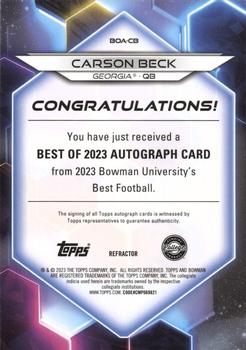 2023 Bowman Best University - Best of 2023 Autographs #BOA-CB Carson Beck Back