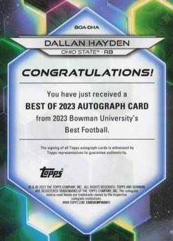 2023 Bowman Best University - Best of 2023 Autographs Orange Geometric #BOA-DHA Dallan Hayden Back