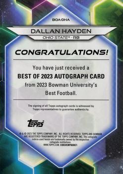2023 Bowman Best University - Best of 2023 Autographs Orange Refractor #BOA-DHA Dallan Hayden Back