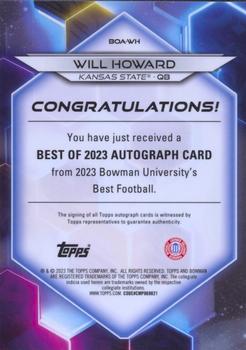 2023 Bowman Best University - Best of 2023 Autographs Red Lava Refractor #BOA-WH Will Howard Back