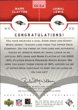 2005 Upper Deck Reflections - Cut from the Same Cloth Red #CC-CJ Mark Clayton / Jamal Lewis Back