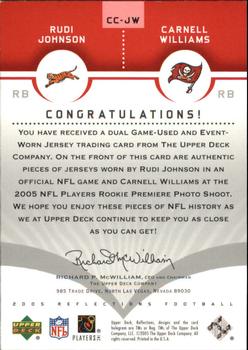 2005 Upper Deck Reflections - Cut from the Same Cloth Red #CC-JW Rudi Johnson / Carnell Williams Back