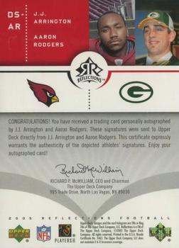 2005 Upper Deck Reflections - Dual Signature Reflections Red #DS-AR J.J. Arrington / Aaron Rodgers Back