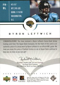 2005 Upper Deck Reflections - Fabric Reflections #FR-BL Byron Leftwich Back