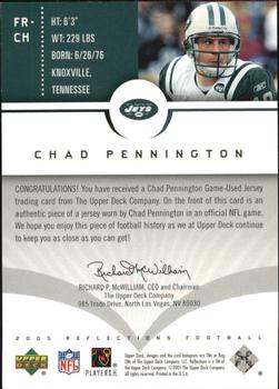 2005 Upper Deck Reflections - Fabric Reflections #FR-CH Chad Pennington Back