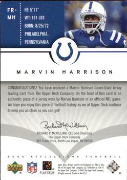 2005 Upper Deck Reflections - Fabric Reflections #FR-MH Marvin Harrison Back