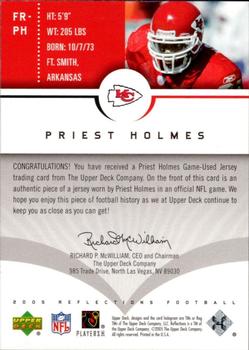 2005 Upper Deck Reflections - Fabric Reflections #FR-PH Priest Holmes Back