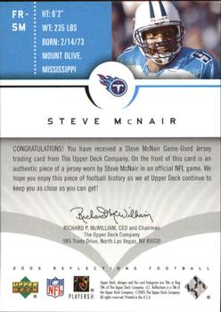 2005 Upper Deck Reflections - Fabric Reflections #FR-SM Steve McNair Back