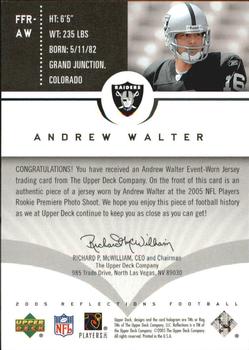 2005 Upper Deck Reflections - Future Fabric Reflections #FFR-AW Andrew Walter Back