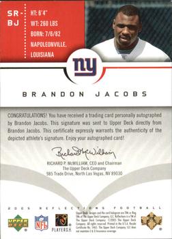 2005 Upper Deck Reflections - Signature Reflections Red #SR-BJ Brandon Jacobs Back