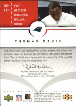 2005 Upper Deck Reflections - Signature Reflections Red #SR-TD Thomas Davis Back