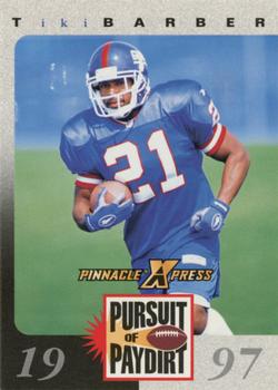 1997 Pinnacle X-Press - Pursuit of Paydirt Base Players #NNO Tiki Barber Front