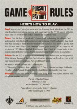 1997 Pinnacle X-Press - Pursuit of Paydirt Base Players #NNO Troy Davis Back