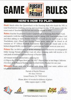 1997 Pinnacle X-Press - Pursuit of Paydirt Base Players #NNO Steve McNair Back