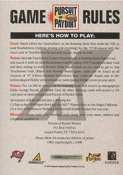 1997 Pinnacle X-Press - Pursuit of Paydirt Base Players #NNO Errict Rhett Back