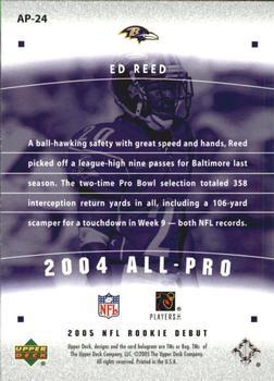 2005 Upper Deck Rookie Debut - All-Pros Blue #AP-24 Ed Reed Back