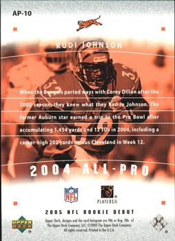 2005 Upper Deck Rookie Debut - All-Pros Gold #AP-10 Rudi Johnson Back