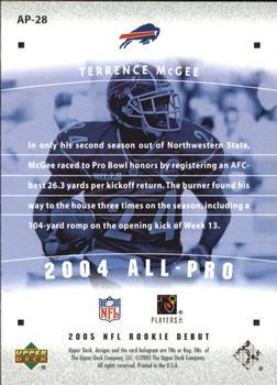 2005 Upper Deck Rookie Debut - All-Pros Gold #AP-28 Terrence McGee Back