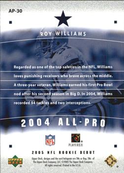 2005 Upper Deck Rookie Debut - All-Pros Gold #AP-30 Roy Williams Back