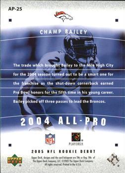 2005 Upper Deck Rookie Debut - All-Pros Gold Spectrum #AP-25 Champ Bailey Back