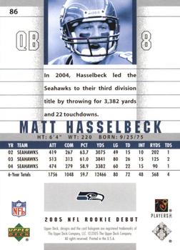 2005 Upper Deck Rookie Debut - Blue #86 Matt Hasselbeck Back