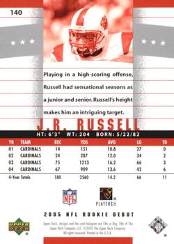 2005 Upper Deck Rookie Debut #140 J.R. Russell Back