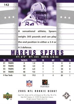 2005 Upper Deck Rookie Debut - Gold SN100 #142 Marcus Spears Back