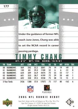 2005 Upper Deck Rookie Debut - Gold SN100 #177 Timmy Chang Back