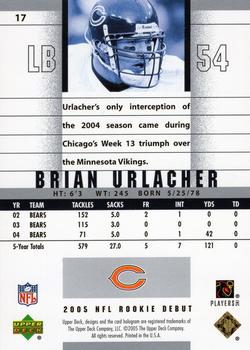2005 Upper Deck Rookie Debut - Gold Spectrum #17 Brian Urlacher Back