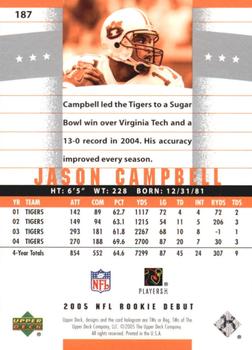 2005 Upper Deck Rookie Debut - Gold Spectrum #187 Jason Campbell Back