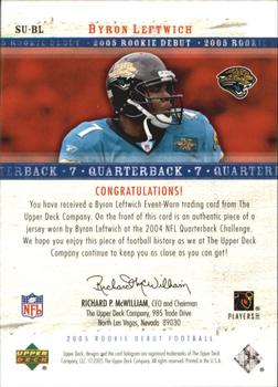 2005 Upper Deck Rookie Debut - Sunday Swatches #SU-BL Byron Leftwich Back