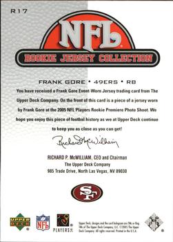 2005 Upper Deck Rookie Materials - Rookie Jerseys #R17 Frank Gore Back