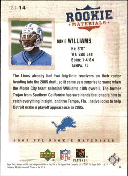 2005 Upper Deck Rookie Materials - Stars of Tomorrow #ST-14 Mike Williams Back