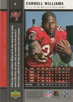 2005 Upper Deck Rookie Premiere - Gold #4 Carnell Williams Back