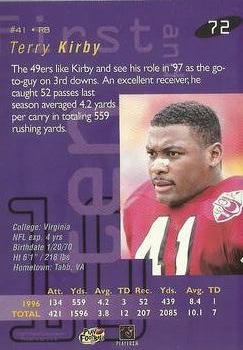 1997 Playoff First & Ten #72 Terry Kirby Back
